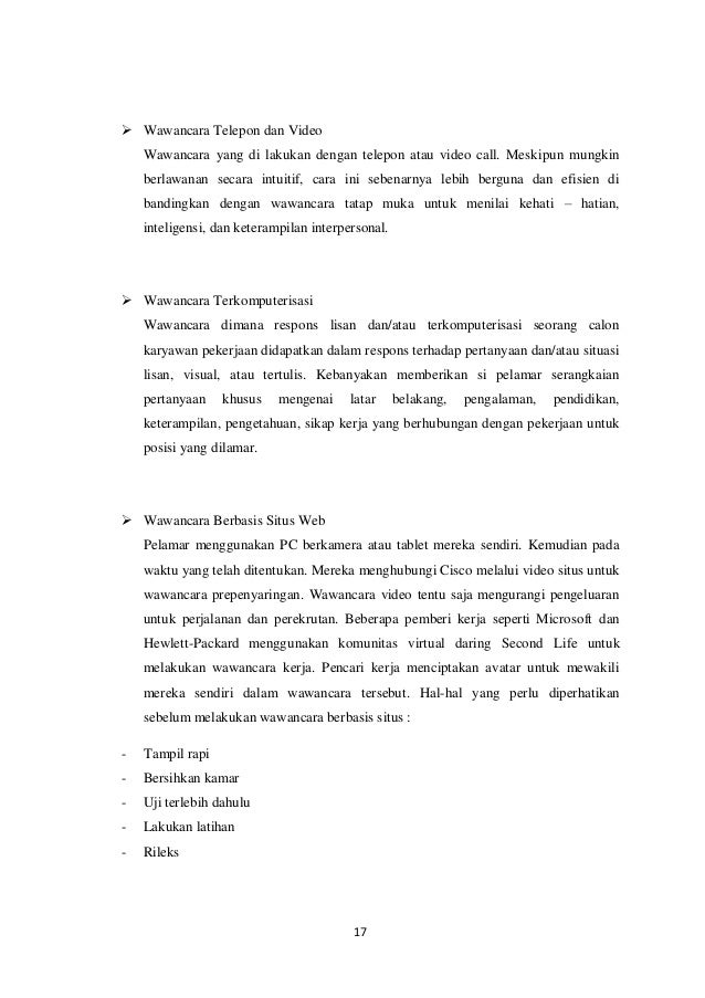 Makalah Tes Seleksi Karyawan Dan Wawancara In Bahasa