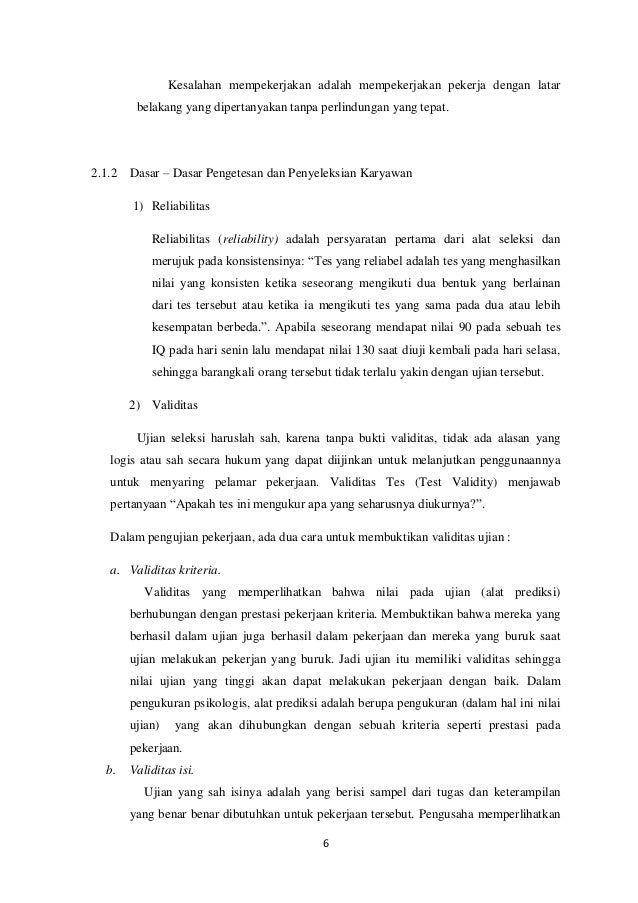Makalah Tes Seleksi Karyawan Dan Wawancara In Bahasa