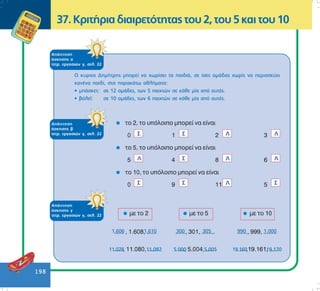 198
37.ÊñéôÞñéáäéáéñåôüôçôáòôïõ2,ôïõ5êáéôïõ10
Ï êõñéïò ÄçìÞôñçò ìðïñåß íá ÷ùñßóåé ôá ðáéäéÜ, óå ßóåò ïìÜäáò ÷ùñßò íá ðåñéóóåýåé
êáíÝíá ðáéäß, óôá ðáñáêÜôù áèëÞìáôá:
• ìðÜóêåô: óå 12 ïìÜäåò, ôùí 5 ðáé÷ôþí óå êÜèå ìßá áðü áõôÝò.
• âüëåú: óå 10 ïìÜäåò, ôùí 6 ðáé÷ôþí óå êÜèå ìßá áðü áõôÝò.
ÁðÜíôçóç
Üóêçóçò á
ôåôñ. åñãáóéþí ã, óåë. 22
ÁðÜíôçóç
Üóêçóçò â
ôåôñ. åñãáóéþí ã, óåë. 22
ÁðÜíôçóç
Üóêçóçò ã
ôåôñ. åñãáóéþí ã, óåë. 22
1.606 1.610 300 305 990 1.000
11.078 11.082 5.000 5.005 19.160 19.170
 