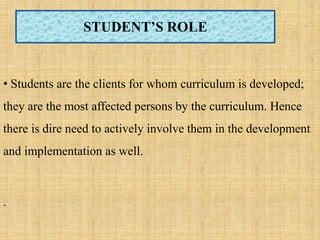 Role Of Students In Curriculum