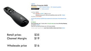 Retail price: $35
Channel Margin: $19
Wholesale price $16
 