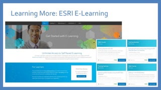 Learning More: ESRI E-Learning
 