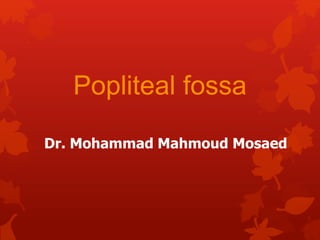 Popliteal fossa
Dr. Mohammad Mahmoud Mosaed
 