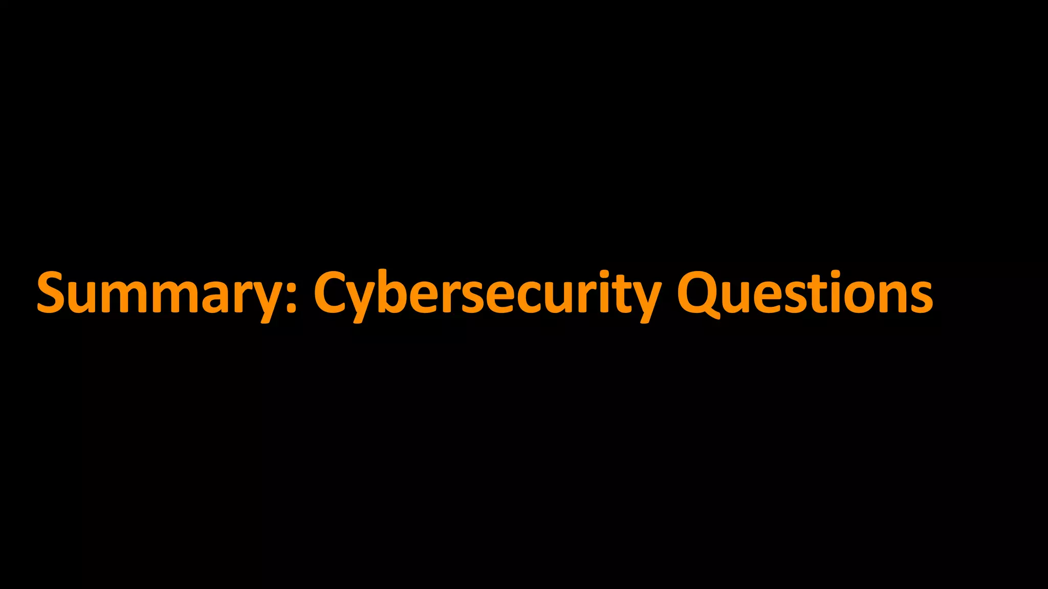 Summary: Cybersecurity Questions
 