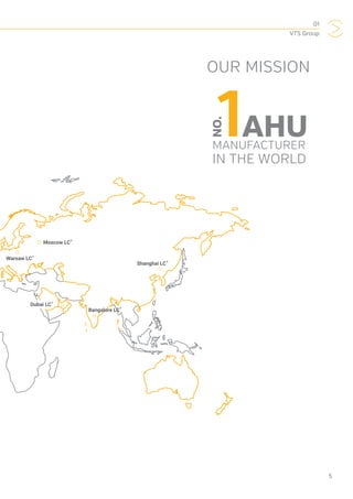 01
VTS Group
5
Dubai LC*
Moscow LC*
Shanghai LC*
Bangalore LC*
Warsaw LC*
1
NO.
MANUFACTURER
AHU
IN THE WORLD
OUR MISSION
 