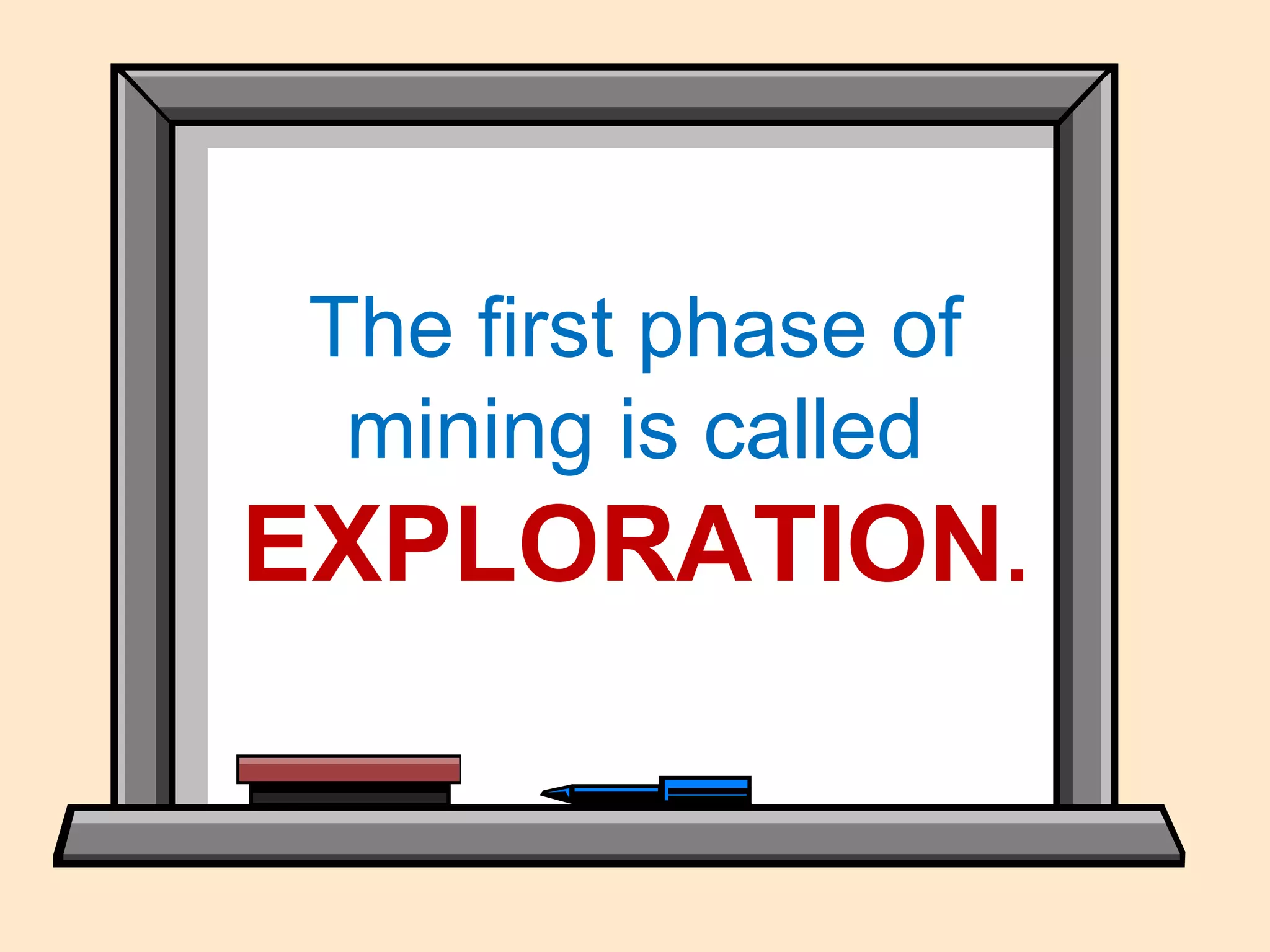 The first phase of
mining is called
EXPLORATION.
 