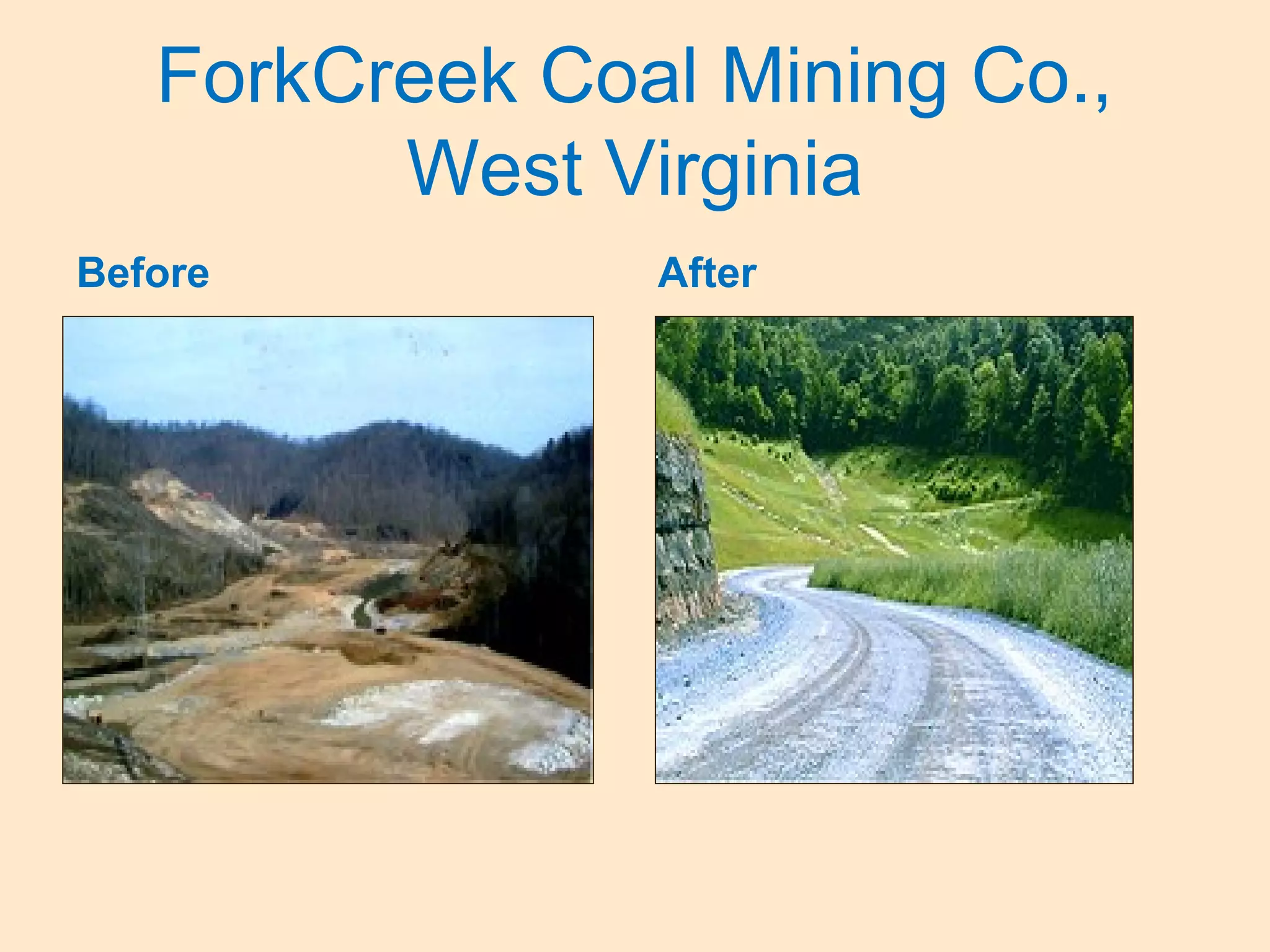 ForkCreek Coal Mining Co.,
West Virginia
Before After
 