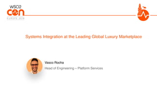 Head of Engineering – Platform Services
Systems Integration at the Leading Global Luxury Marketplace
Vasco Rocha
 