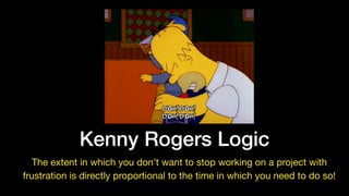 Kenny Rogers Logic
The extent in which you don’t want to stop working on a project with
frustration is directly proportional to the time in which you need to do so!
 