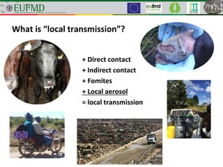 What is “local transmission”?
+ Direct contact
+ Indirect contact
+ Fomites
+ Local aerosol
= local transmission
 