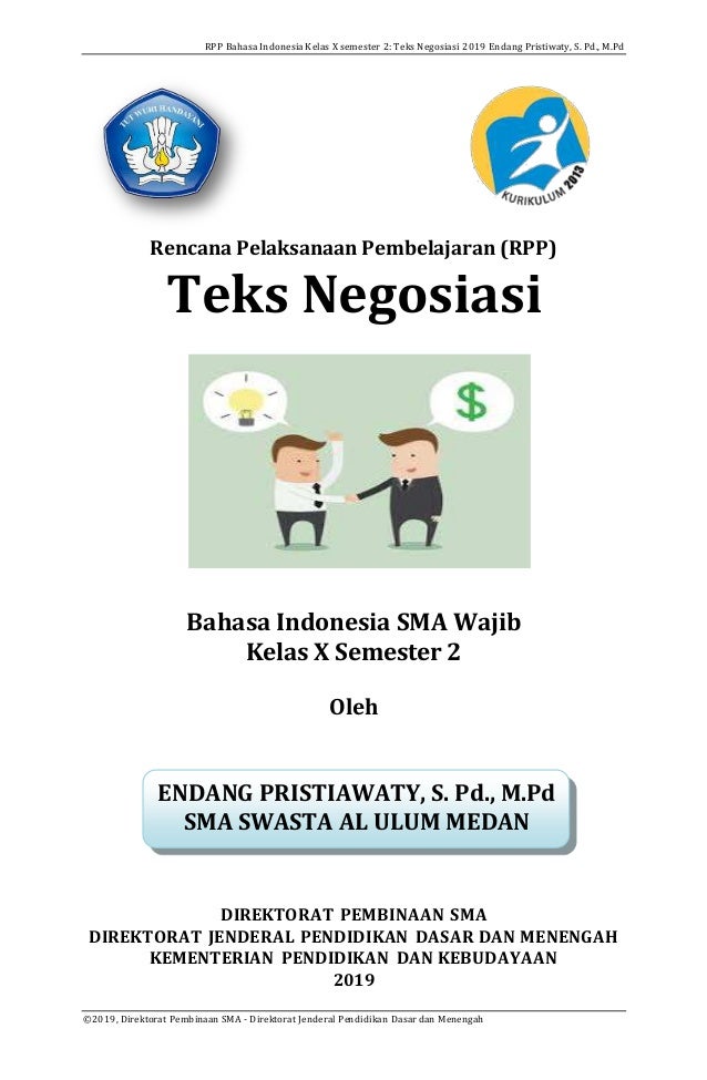 Rpp Kd 3 10 4 10 Teks Negosiasi