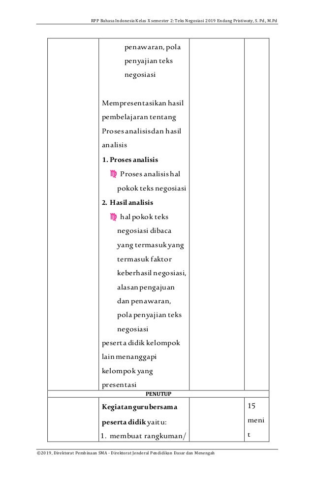 Rpp Kd 3 10 4 10 Teks Negosiasi