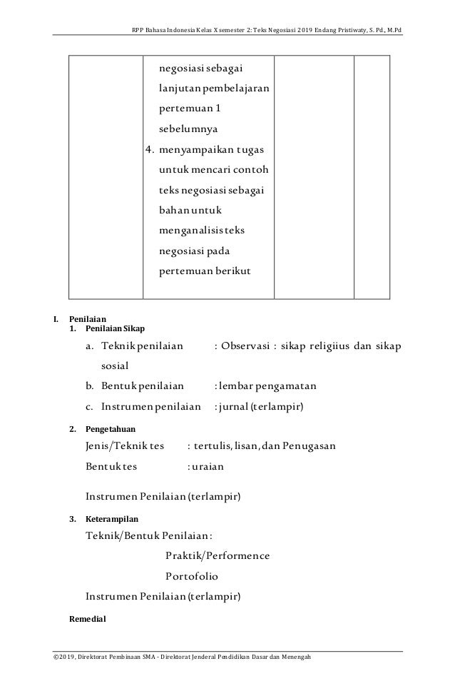 Rpp Kd 3 10 4 10 Teks Negosiasi