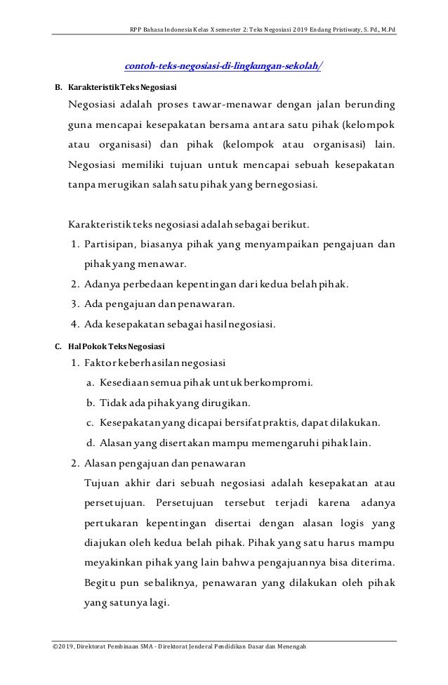 Rpp Kd 3 10 4 10 Teks Negosiasi