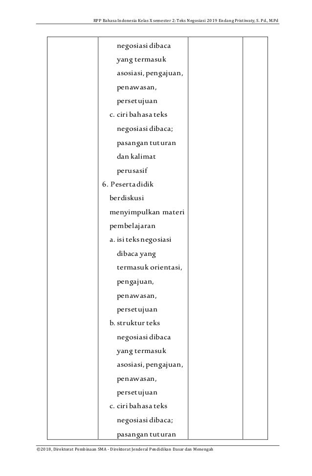 Rpp Kd 311 4 11 Teks Negosiasi