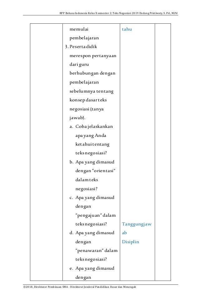 Rpp Kd 311 4 11 Teks Negosiasi
