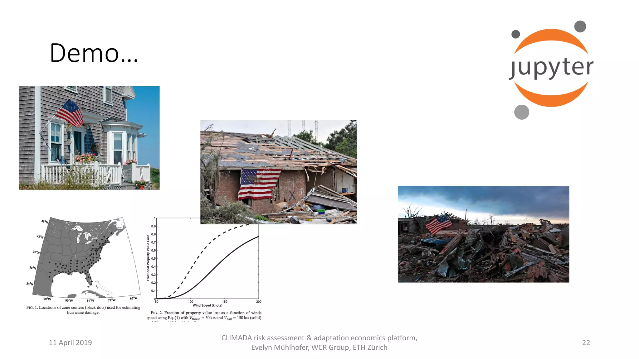 Demo…
11 April 2019
CLIMADA risk assessment & adaptation economics platform,
Evelyn Mühlhofer, WCR Group, ETH Zürich
22
 