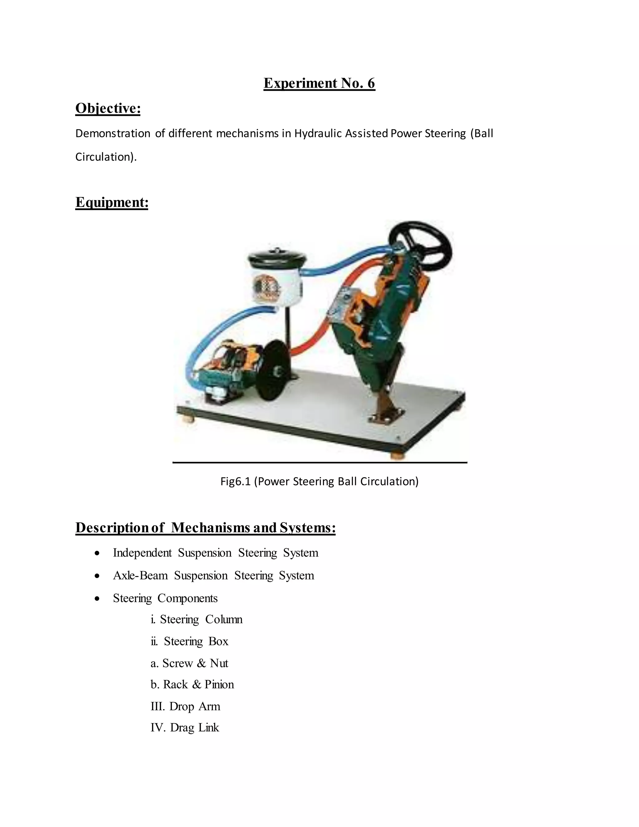 Image showcasing Demonstration of different mechanisms in Hydraulic Assisted Power ...