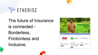 The future of Insurance
is connected -
Borderless,
Frictionless and
Inclusive.
 