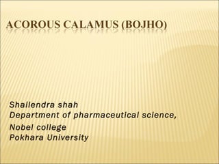Shailendra shah
Department of pharmaceutical science,
Nobel college
Pokhara University
 