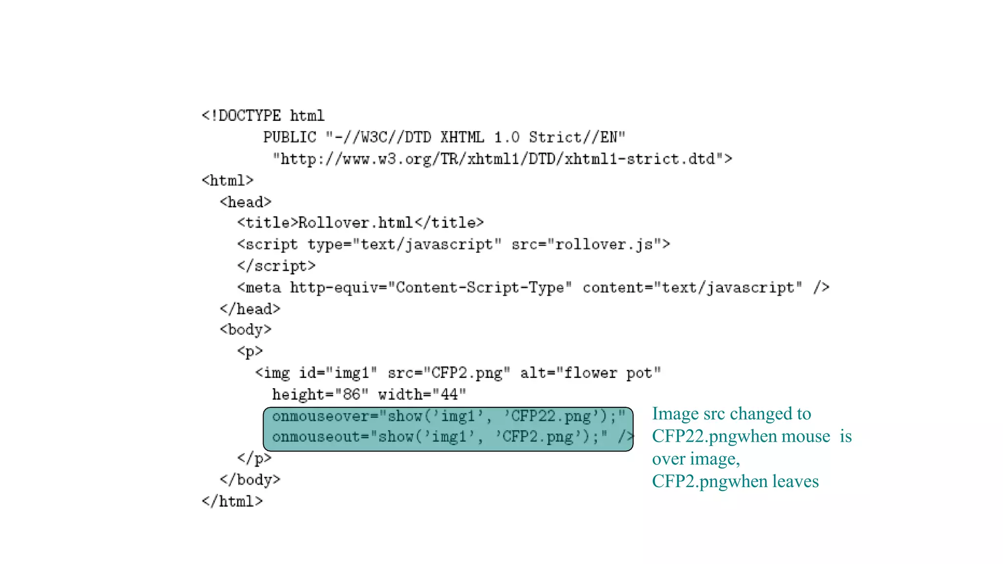 Image src changed to
CFP22.pngwhen mouse is
over image,
CFP2.pngwhen leaves
 
