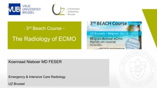 - 3rd Beach Course -
The Radiology of ECMO
Koenraad Nieboer MD FESER
Emergency & Intensive Care Radiology
UZ Brussel
 