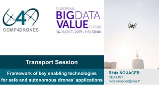 Transport Session
Framework of key enabling technologies
for safe and autonomous drones’ applications
Réda NOUACER
CEA LIST
reda.nouacer@cea.fr
 