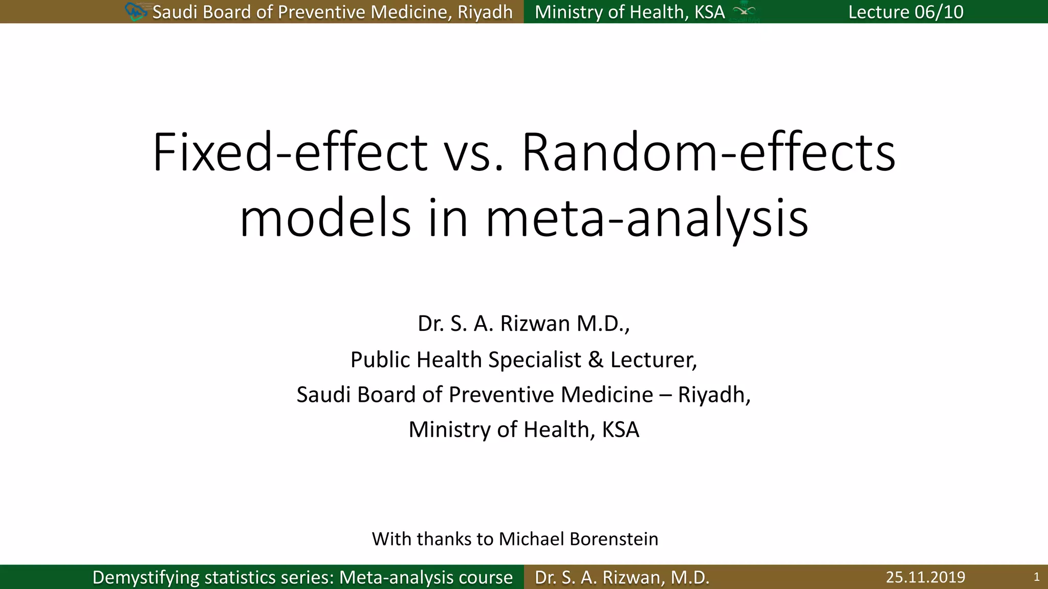 MetaAnalysis Models Fixed vs Random Effects PPT