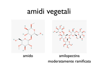 amidi vegetali




amido        amilopectina
        moderatamente ramiﬁcata
 