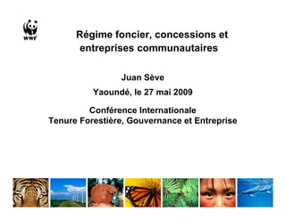 Régime foncier, concessions et
      entreprises communautaires

                 Juan Sève
          Yaoundé, le 27 mai 2009

         Conférence Internationale
Tenure Forestière, Gouvernance et Entreprise
 