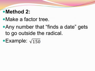 6 1 properties of square roots | PPTX