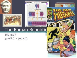 The Roman Republic
Chapter 6
500 B.C. – 500 A.D.
 