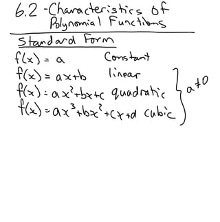 6.2   characteristics of polynomial functions