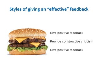 Styles of giving an “effective” feedback
 