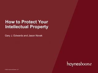 © 2020 Hay nes and Boone, LLP
© 2020 Hay nes and Boone, LLP
How to Protect Your
Intellectual Property
Gary J. Edwards and Jason Novak
 