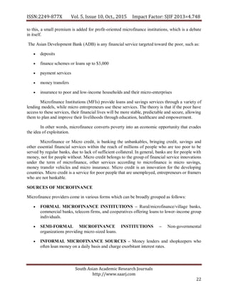 ROLE OF MICRO FINANCE IN ECONOMIC DEVELOPMENT – A THEORETICAL ...