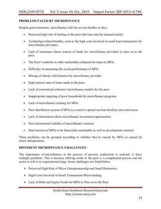 ROLE OF MICRO FINANCE IN ECONOMIC DEVELOPMENT – A THEORETICAL ...