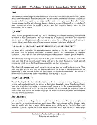 ROLE OF MICRO FINANCE IN ECONOMIC DEVELOPMENT – A THEORETICAL ...