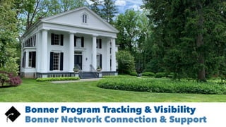 Bonner Program Tracking & Visibility
Bonner Network Connection & Support
 