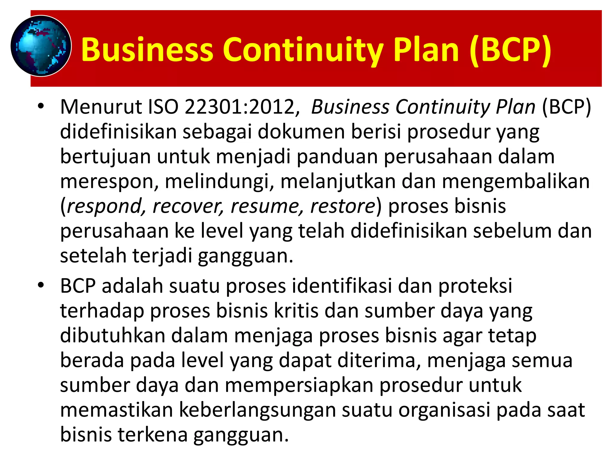 Penentuan, Perencanaan dan Penyusunan BCP _ Materi Training BCMS (with ...