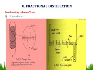 Fractionating columns Types
B] Plate columns
8. FRACTIONAL DISTILLATION
 