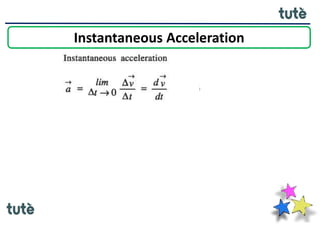 Instant Acceleration 11th Physics - Motion in a Plane-Instantaneous Velocity | PPTX