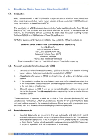 NIH Guidelines for Conducting Research in Ministry of Health (MOH) Institutions & Facilities