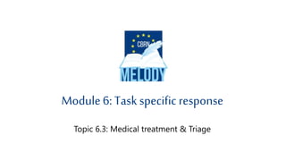 Module6: Task specific response
Topic 6.3: Medical treatment & Triage
 