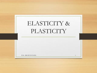 ELASTICITY &
PLASTICITY
P/B :- DR NIYATI PATEL 1
 