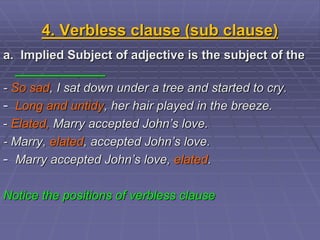 Verbless Sentences Examples 6. K62 Unit 6. Adjectives 8.22.ppt