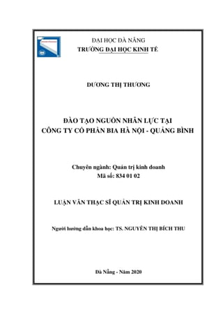 LUẬN VĂN THẠC SĨ: ĐÀO TẠO NGUỒN NHÂN LỰC TẠI CÔNG TY CỔ PHẨN BIA
