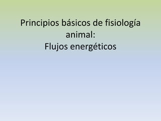 Principios básicos de fisiología
animal:
Flujos energéticos
 