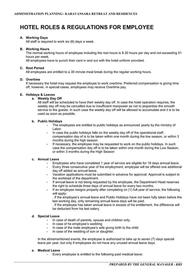 6. Hotel's Rules & Regulations for Employee.doc