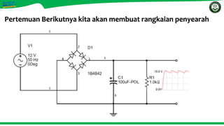 Pertemuan Berikutnya kita akan membuat rangkaian penyearah
 